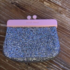 Miu Miu Pink and Silver Glitter Clutch
